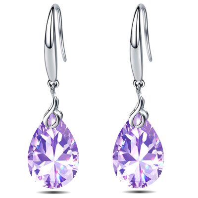 Dangle Earring 925 Silver 13mm Pear Shape Swarovski Element Crystal Drop Earring