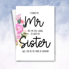 Bridesmaid proposal card Be my maid of honour - cheeky floral wedding card