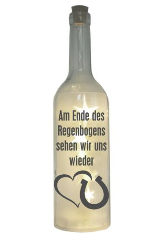 LED-Flasche mit Motiv, Am Ende des Regenbogens... / Pferd Hufeisen, grau, 29cm,  - Bild 1 von 4