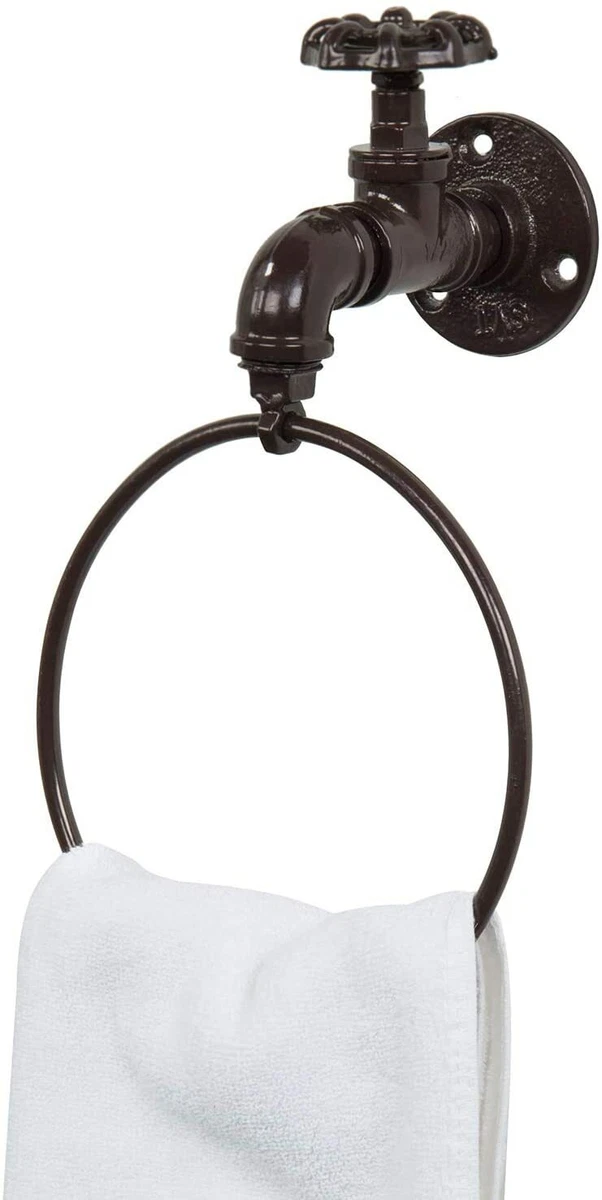 Wall Mounted Hand Towel Ring for Bathroom w Metal Pipe Water