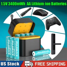 8 PCS PUJIMAX 1.5V 3400mWh Rechargeable AA Lithium-ion Batteries  Charging Dock