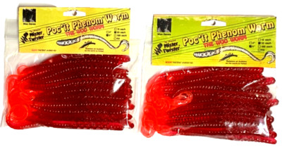 2 PACKS Mister Twister 6'' Poc'it Phenom Worm Grape Jam Fire Tail 20 Count Pack