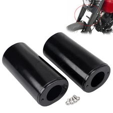 Black Fork Slider Cover Set Cow Bells For Harley Road King Touring FLH Softail