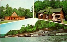 Vintage Postcard Indian Hills Alligator Boat Dock Russell Springs Kentucky B4