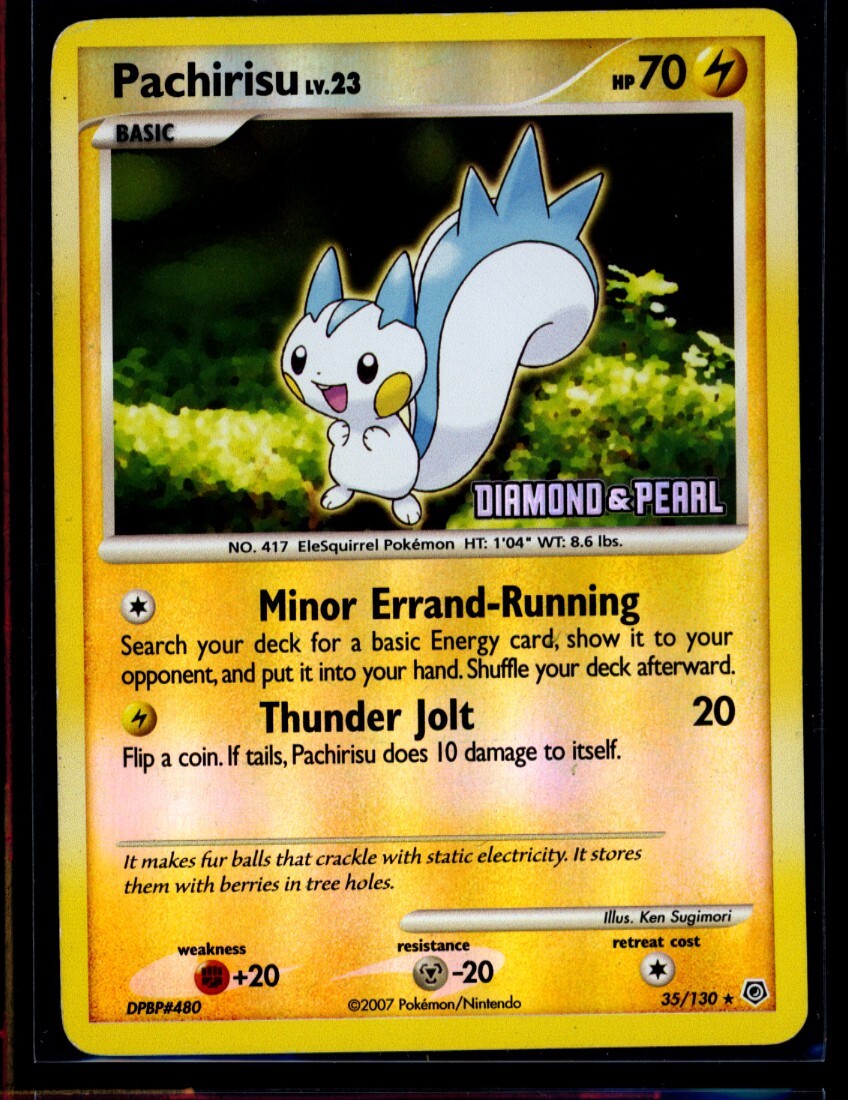 Pachirisu 35/130 Diamond & Pearl Stamped Reverse Holo 2007 Pokemon LP 0408#3