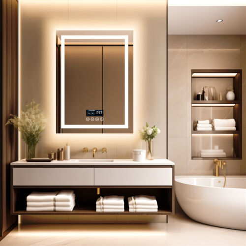 LUVODI Bluetooth LED Bathroom Mirror Dual Lights Anti-Fog Makeup Mirror Music - Picture 5 of 22