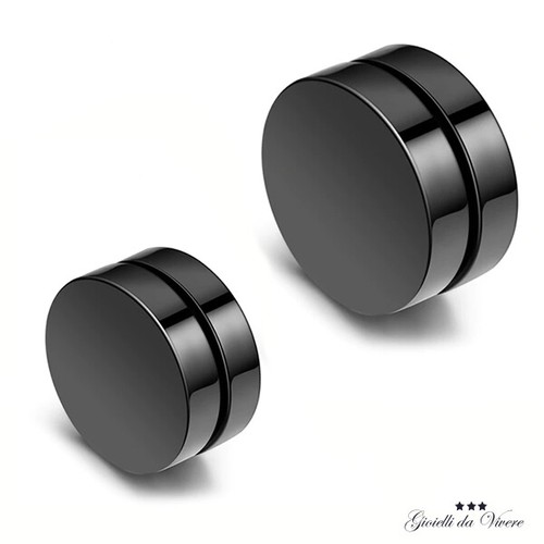UOMO ORECCHINI MAGNETICI DONNA NESSUN FORO ACCIAIO BAMBINI 8MM NERO 10MM ps - Foto 6 di 8