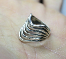 New Modernist Mexican 925 Sterling Silver 1" Wave Comb Top Large Ring Sz 6.5 NWT