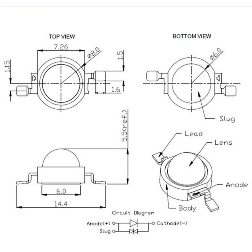 1W 3W 5W LED Chip COB PCB SMD Bead White Warm Blue Green Red RGB High Power Lamp - Image 3 of 4