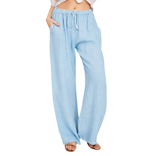 Women Cotton Linen Boho Elastic Waist Long Trousers Loose Harem Pants Plus Size - Picture 13 of 26
