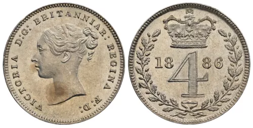 GREAT BRITAIN Victoria 1886 AR Maundy Set. NGC MS64. KM MDS141; SCBC-3916