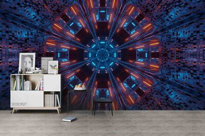 3D Future Technology Neon Self-adhesive Removable Wallpaper Murals