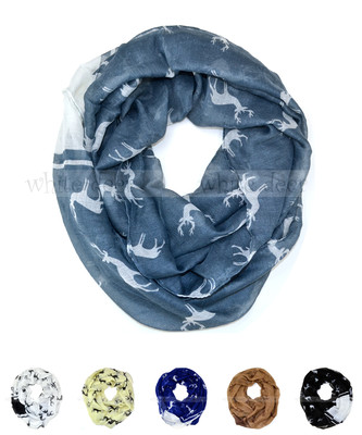 Deer Wild Animal Print Block Circle Loop Wrap Infinity Scarf Horn Casual Fashion