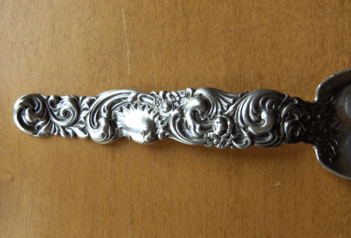 Whiting Louis XV sterling silver Rare & unusual spoon~baby's face~antique-NR - Picture 2 of 4