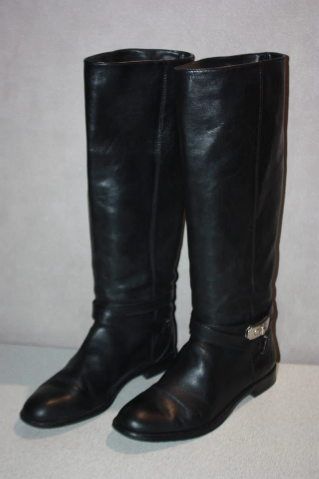 COACH Bottes Cuir Lisse Noir T 7.5 B BON ETAT - Photo 2/4