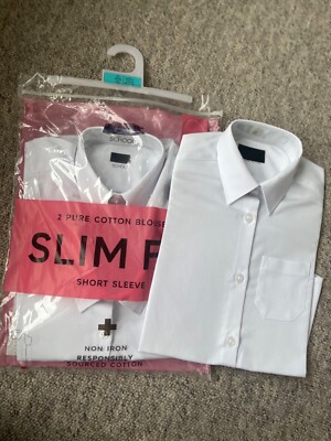 M&S Schulbluse 3er Pack Mädchen Shirt weiß Uniform 4-5 Jahre reine Baumwolle bügelfrei