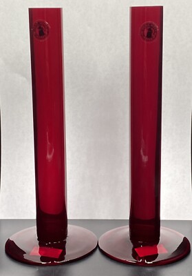 Ikea Ruby Red Bud Vase Tubular Blown Art Glass 9