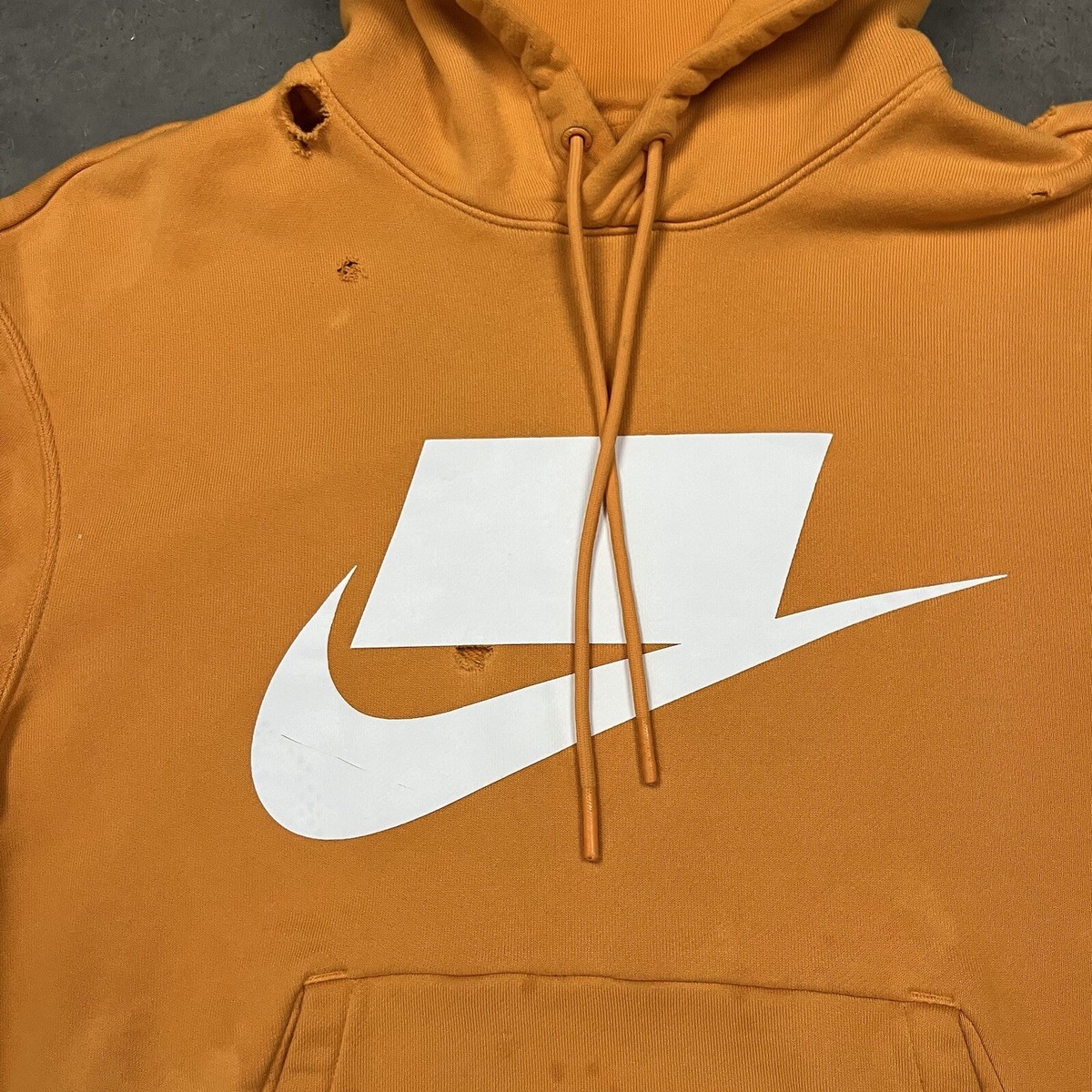 Nike Skate Not A Sample Distressed Graphic Hoodie Sweatshirt Orange M