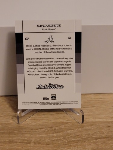 ⚾️ 2024 Topps Black & White Baseball #20 DAVID JUSTICE - Braves QTY - Picture 2 of 2