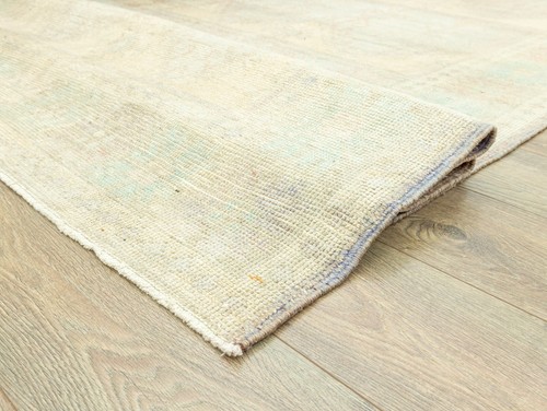 Muted rustic chic wide Turkish runner- Vintage Oushak primitive rug- 5.1x11.5 ft - Picture 11 of 13