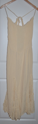 New Free People Maxi Dress Boho Long Open Back Strappy Cream Beach Sz S  Corset | eBay