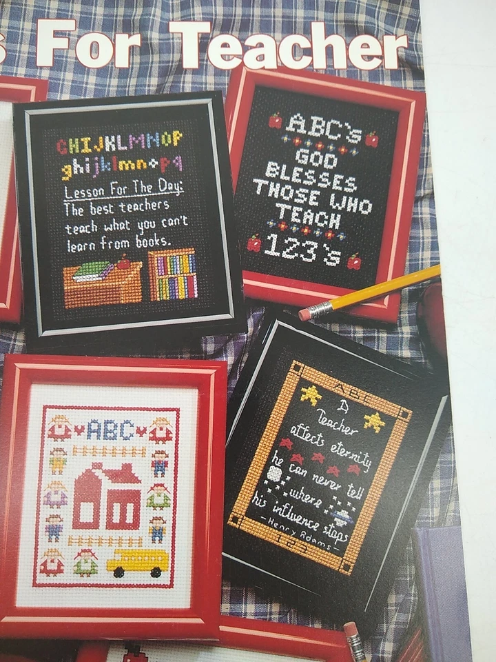 VTG 1993 "T" Is For Teacher Leisure Arts Counted Cross Stitch Pattern Booklet - Image 3 of 4