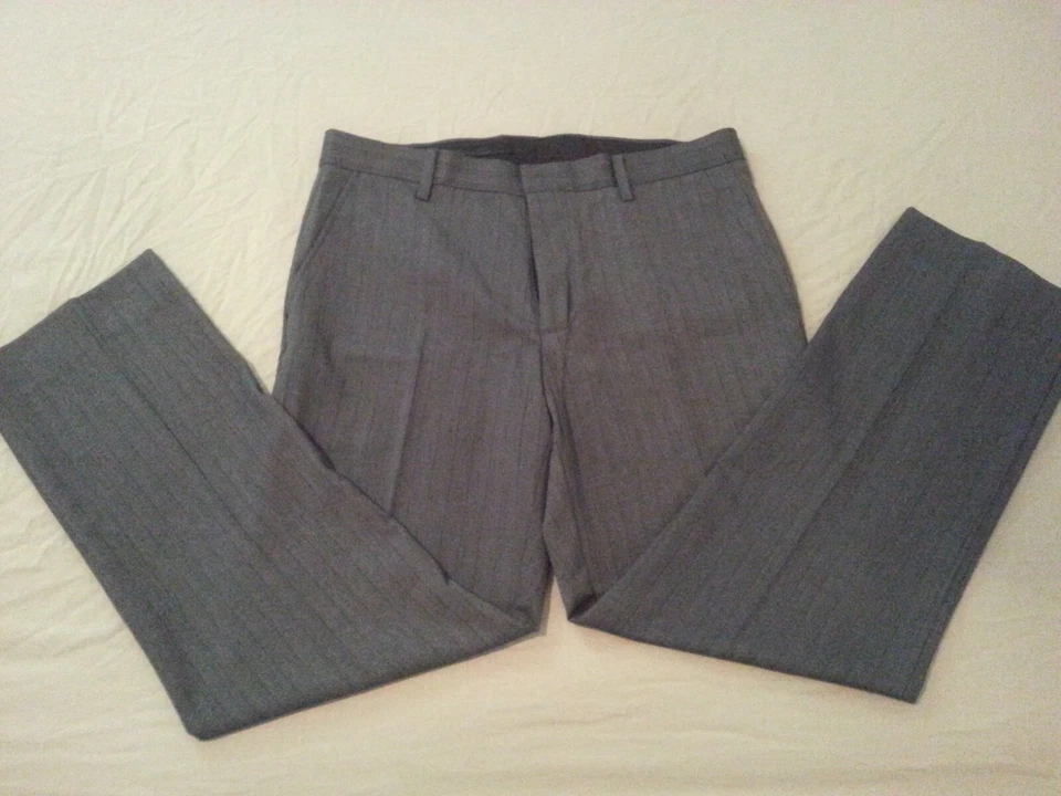 Pantalones de vestir de lana Kenneth Cole para hombre 32x30 gris holgado caqui 33x30 Foto 2 de 4