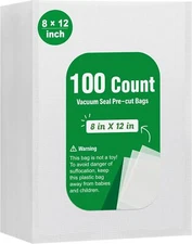 100 8"x12" Bags Food Magic Seal 4 Mil for Vacuum Food Storage Sealer Bags