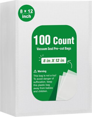 100 8''x12'' Bags Food Magic Seal 4 Mil for Vacuum Food Storage Sealer Bags