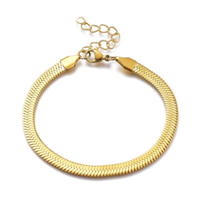 Unisex Stainless Steel Herringbone Bracelet Lobster Gold 7.5'' 3mm Z198