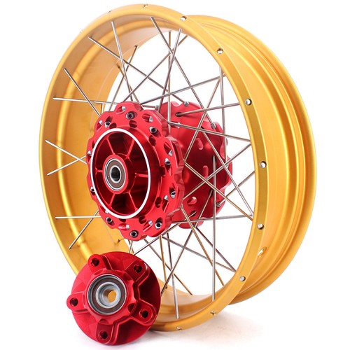 VMX 21/18 Tubeless Wheels for CRF1000L 2016-2020 Honda Africa Twin Red Hubs Gold - Picture 10 of 12