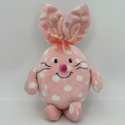 Vtg Commonwealth Pink Polka Dot Easter Bunny Rabbit Plush 11 Inch Stuffed Animal