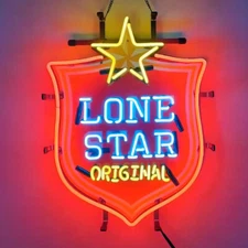 Lone Star Beer Neon Sign Real Glass Beer Bar Pub Wall Decor Artwork Gift 19x15