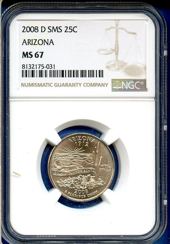 2008 D NGC SMS MS67 Arizona State Quarter 25c US Mint Coin 2008-D MS-67