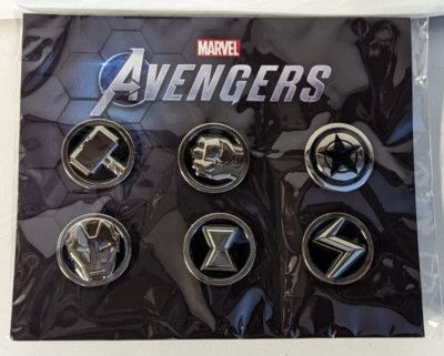 2020 CRYSTAL DYNAMICS LOT OF 6 MARVEL AVENGERS SYMBOLS/LOGO PROMO PINS SEALED
