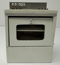 Vintage Dollhouse Miniature White Wood Oven Silver Hardware