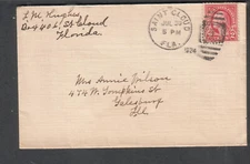 1924 cover L M Hughes Saint Cloud FL to Annie Wilson Galesburg IL