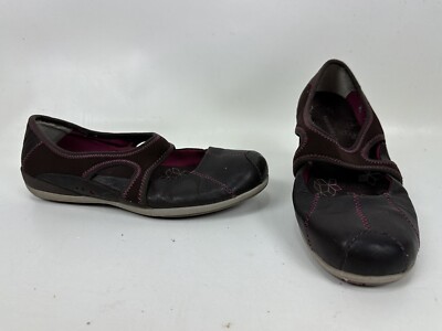 Merrell Plie Coffee Bean Brown Leather Mary Jane Flat Slip On Shoe Women Sz 6.5