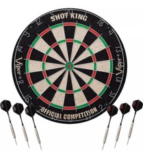 Viper SHOT KING Sisal Fiber Bristle Dartboard Official 18" 6 Steel Tipped DARTS