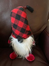 Pottery Barn Plush Holiday Gnome Christmas Decor MEDIUM Red Buffalo Check NEW
