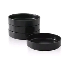 Stone + Lain Celina Stoneware 4-Piece Round Pasta Bowl Set, Black BLB1274