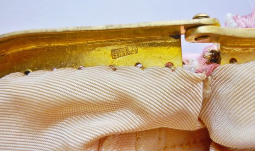 Purse Pink Silk Beaded Made in France Arnold Constable & Co. Vintage AS IS - Picture 8 of 9