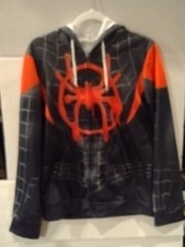 Spiderman Jacket Size 'M' Full Zip Red Pockets Hood Pit to Pit: 21" Back: 26"