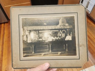 early Saloon Bar Photograph Pabst Beer Signs Ribbons Nokomis illinois Photogrape