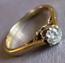 18ct Yellow Gold 750 0.22ct Diamond Solitaire Engagement Ring Size J Hallmarked