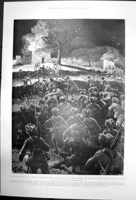 Antique Print Indian Frontier Rising Sikhs Fighting Tseri Kandao Pass 1897 19th