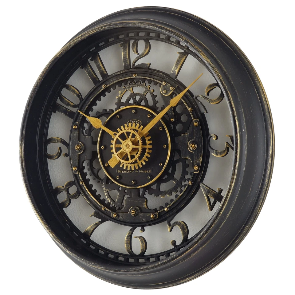 Indoor Round 11.5" Oil Rubbed Bronze Cutout Gear Industrial Analog Wall Clock. - Image 2 of 3