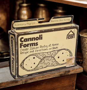 Vintage 1979 Set of Hoan Cannoli Forms Molds Roller (4) In Box