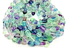 Natural Rainbow Fluorite SMOOTH POLISHED NUGGETS / PEBBLE BEADS 15.5 in.