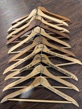 Lot 10 Vintage Wooden Hangers 5 with Advertising - NJ, Olso, Pitt